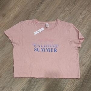Victoroa Secret Pink Aloha Summer Graphic Tee Size XL Nwt